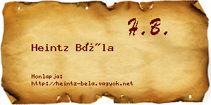 Heintz Béla névjegykártya